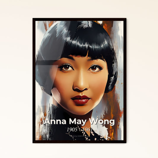 Portrait of Anna May Wong, 1905 - 1961. Impressionistic painting of a woman with short black hair.