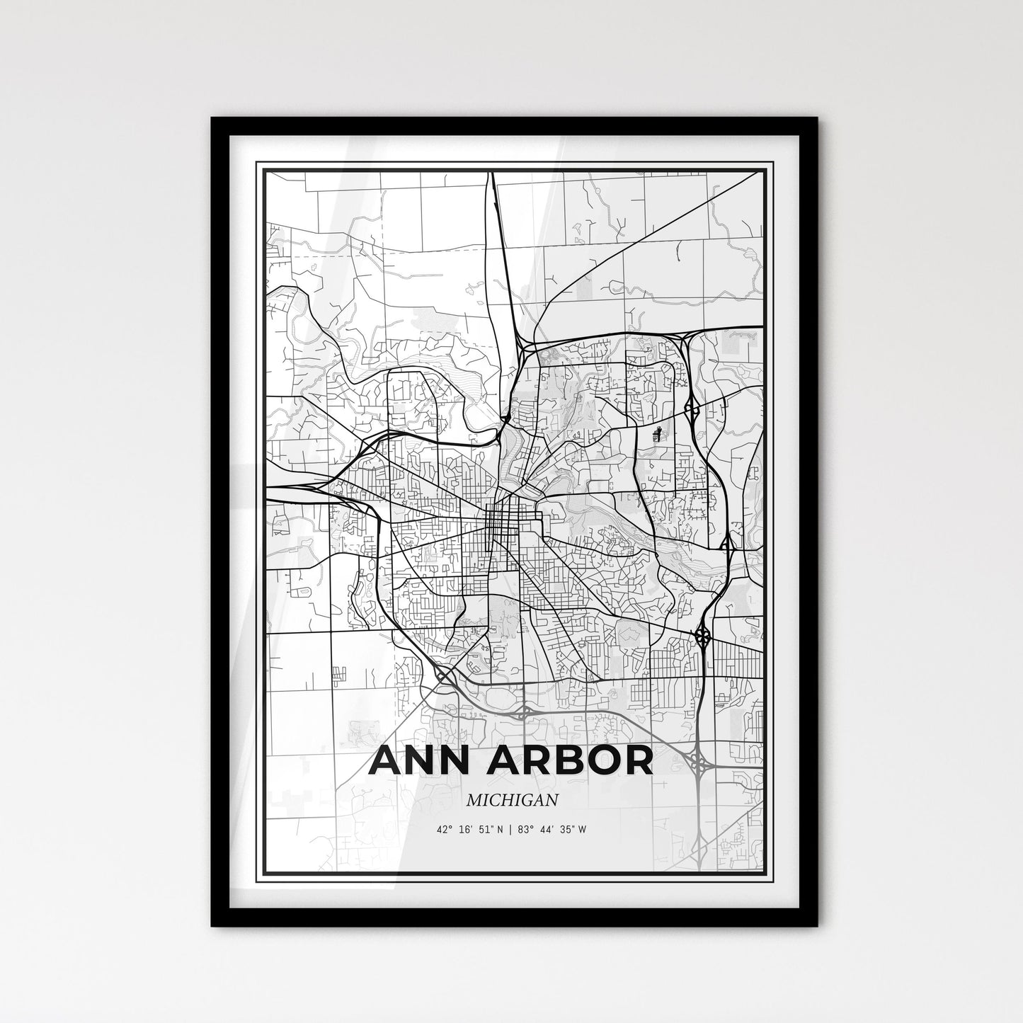 Ann Arbor Michigan - Scandinavian Style City Map for Modern Home Decor