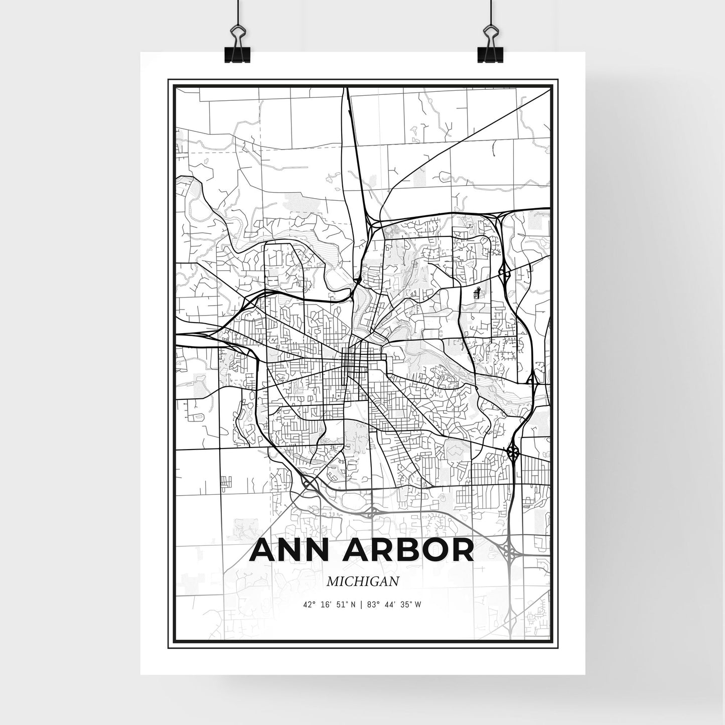 Ann Arbor Michigan - Premium City Map Poster