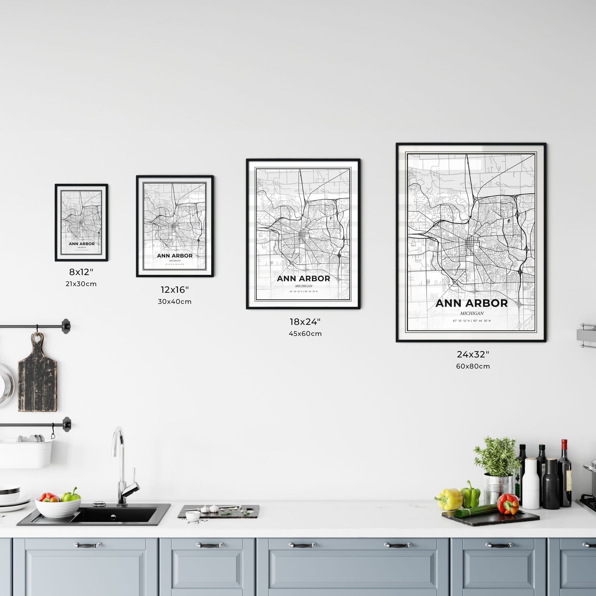 Ann Arbor Michigan - Customizable Modern City Map