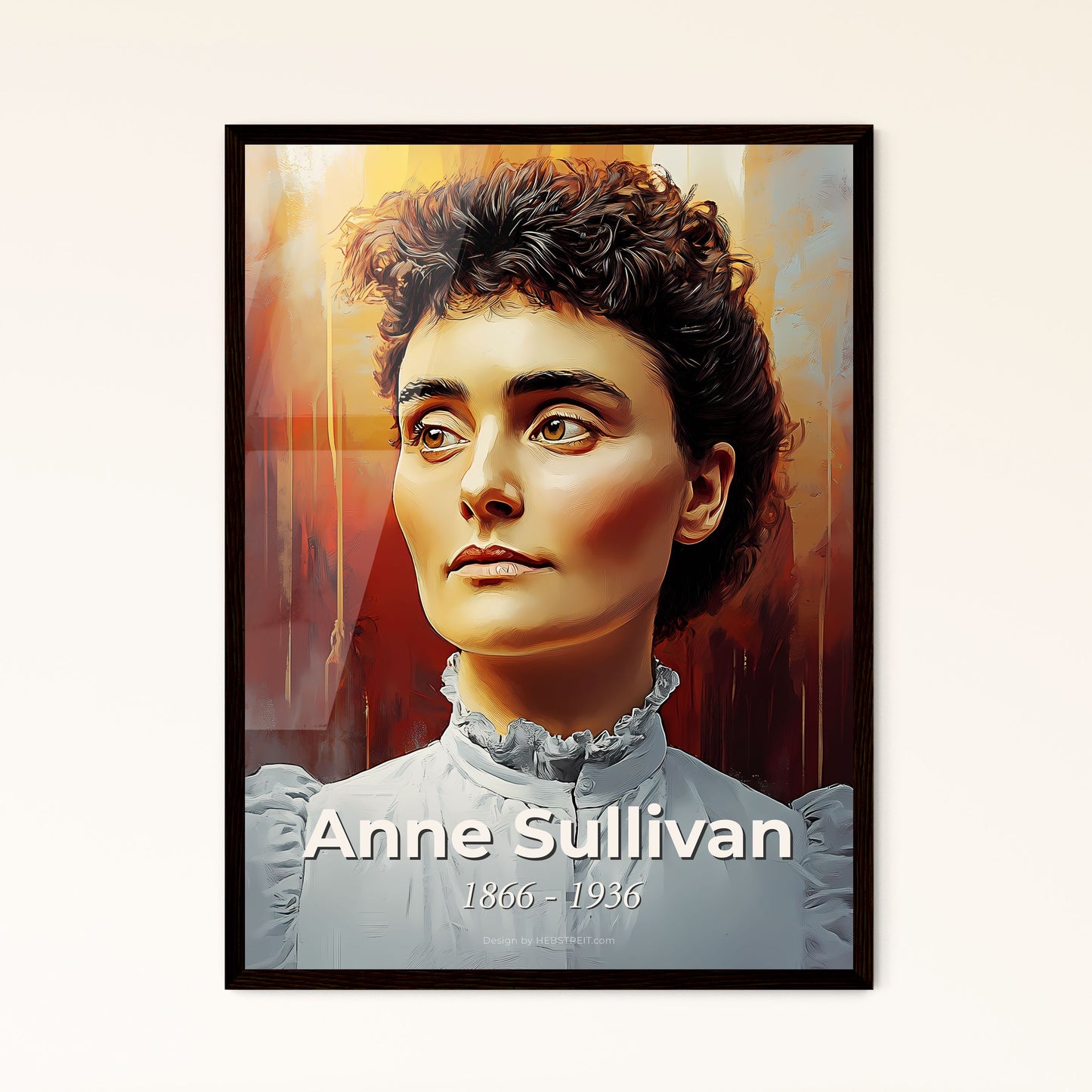 Portrait of Anne Sullivan, 1866 - 1936. Impressionistic painting of a woman in a white shirt.