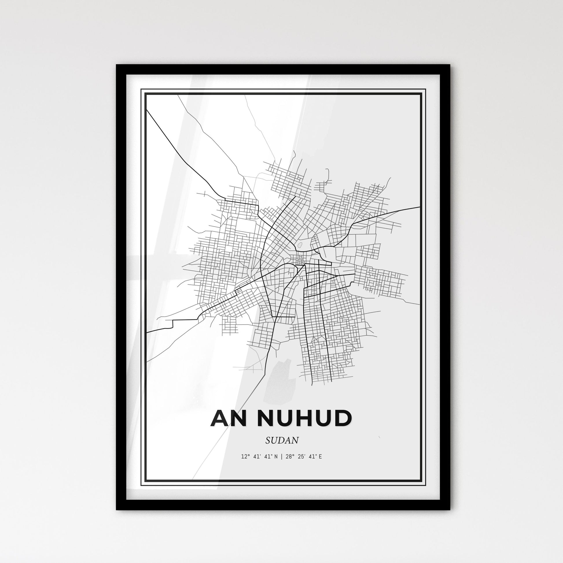 An Nuhud Sudan - Scandinavian Style City Map for Modern Home Decor