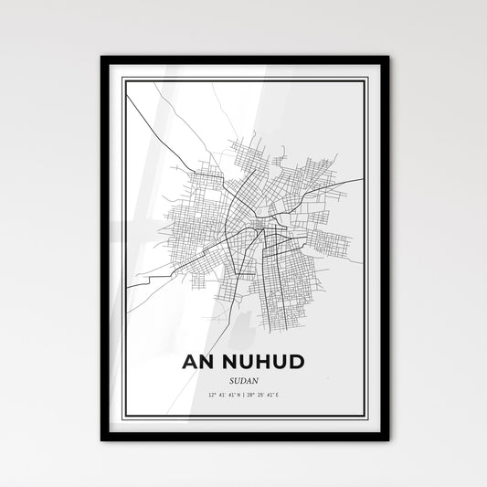 An Nuhud Sudan - Scandinavian Style City Map for Modern Home Decor