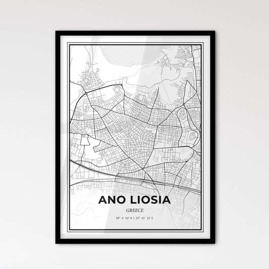 Ano Liosia Greece - Scandinavian Style City Map for Modern Home Decor