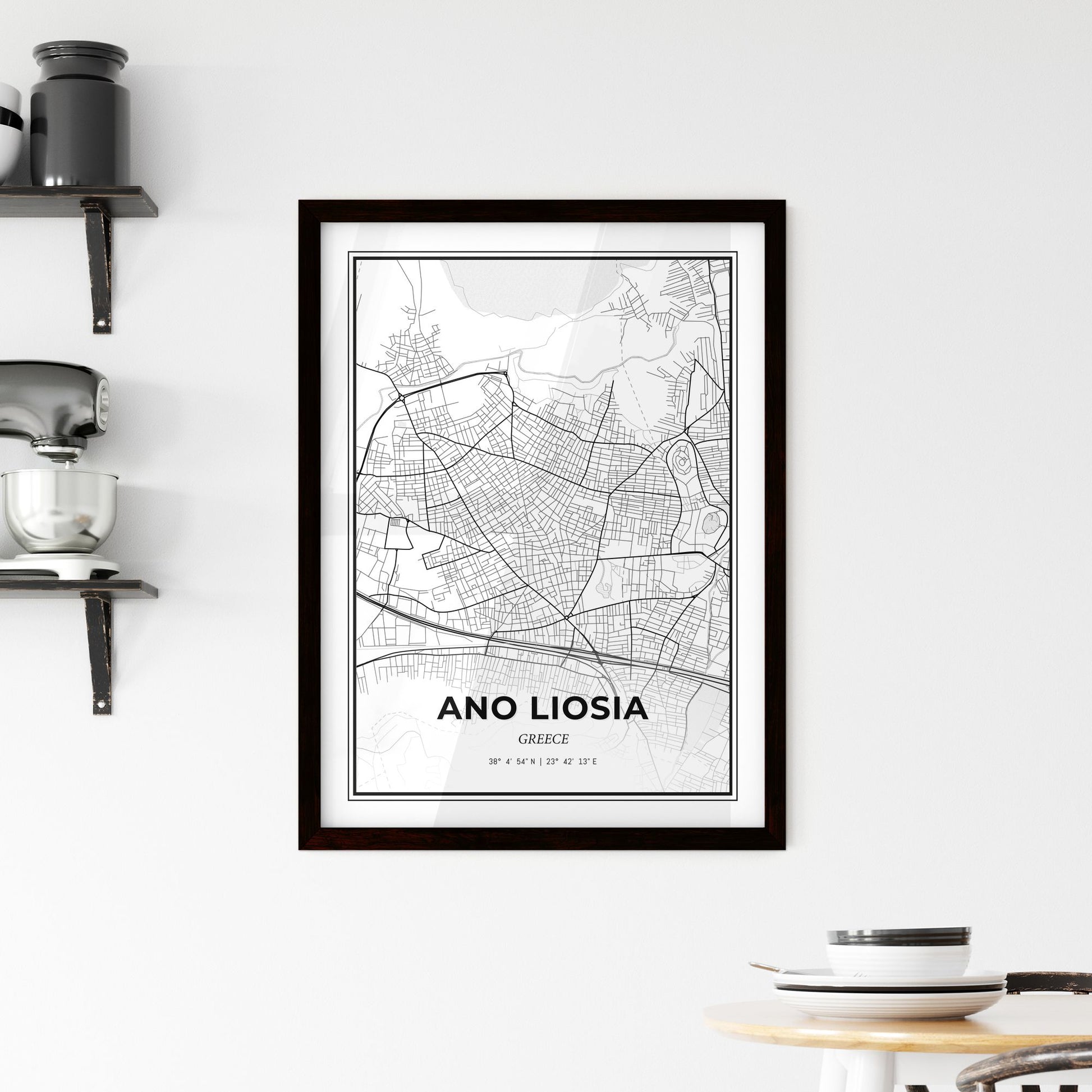 Ano Liosia Greece - Minimal City Map