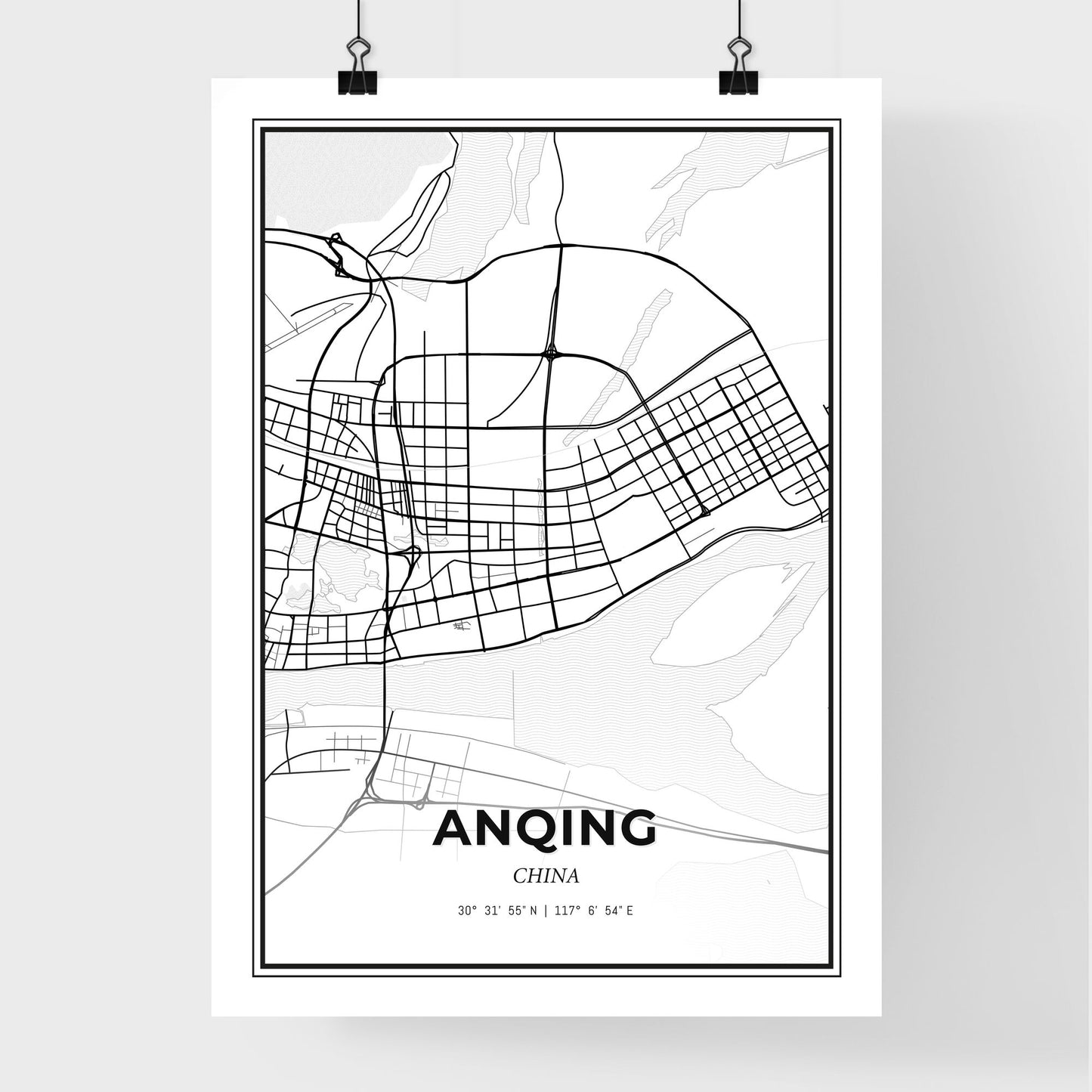 Anqing China - Premium City Map Poster