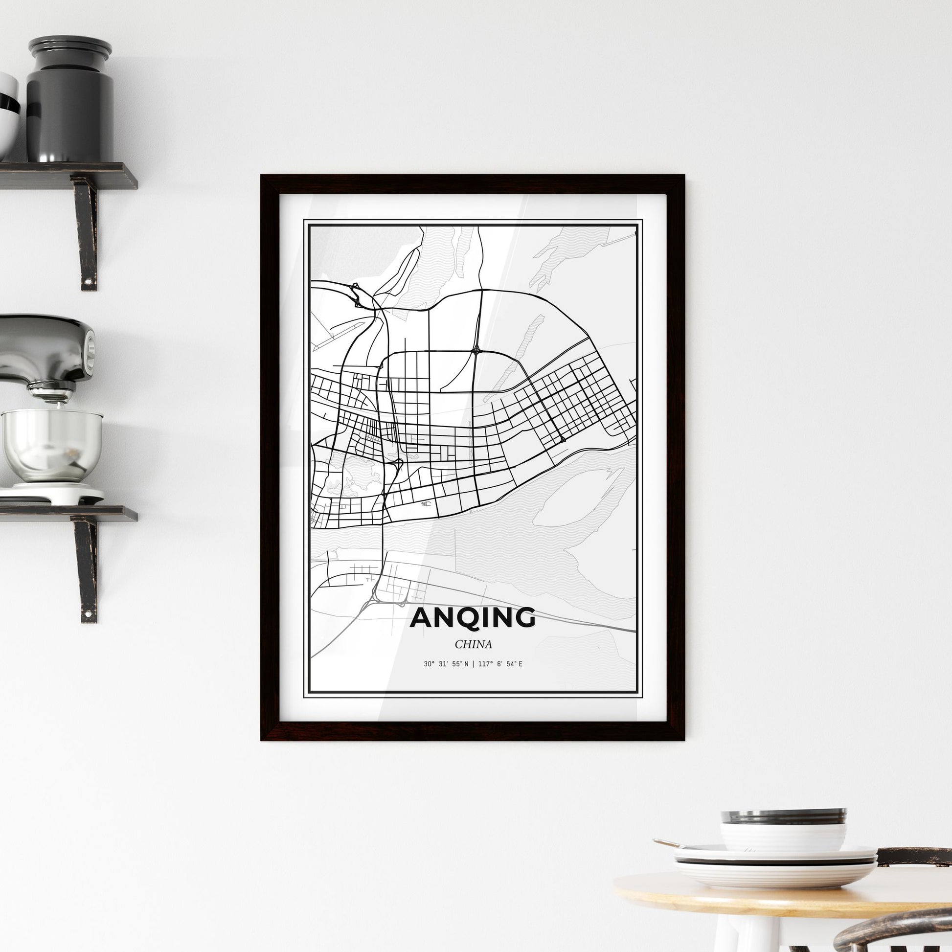 Anqing China - Minimal City Map