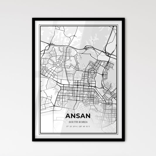 Ansan South Korea - Scandinavian Style City Map for Modern Home Decor