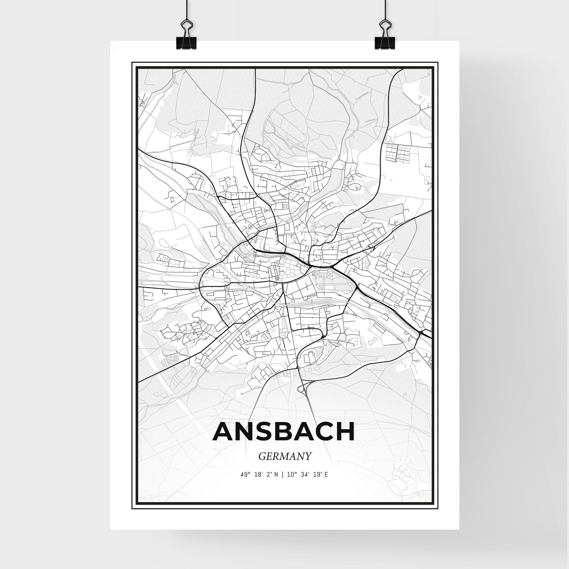 Ansbach Germany - Premium City Map Poster