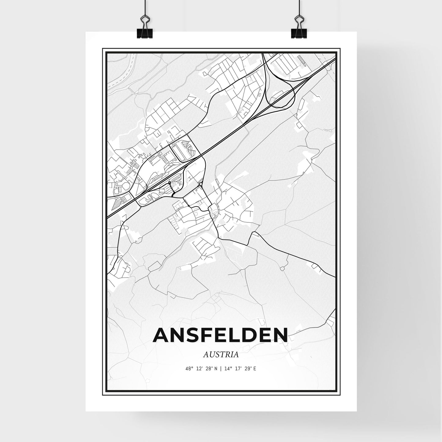 Ansfelden Austria - Premium City Map Poster