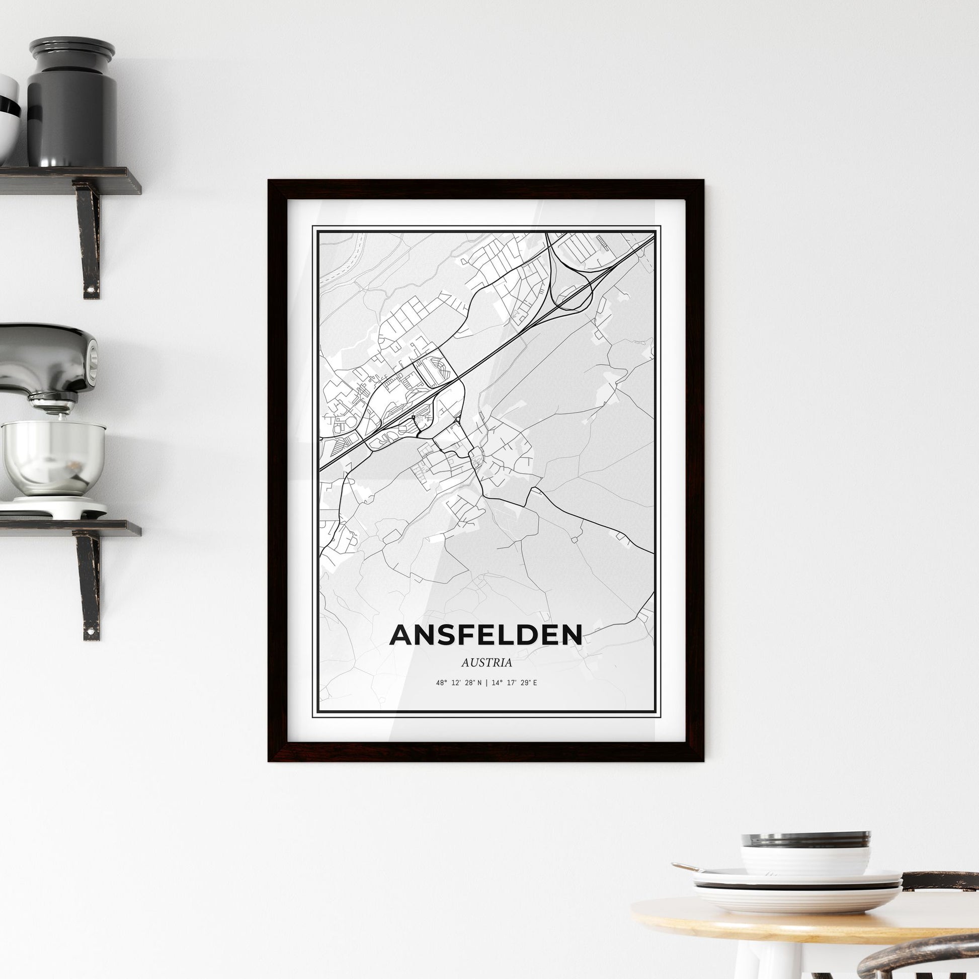 Ansfelden Austria - Minimal City Map