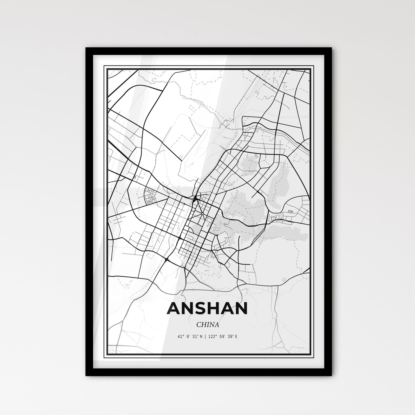 Anshan China - Scandinavian Style City Map for Modern Home Decor