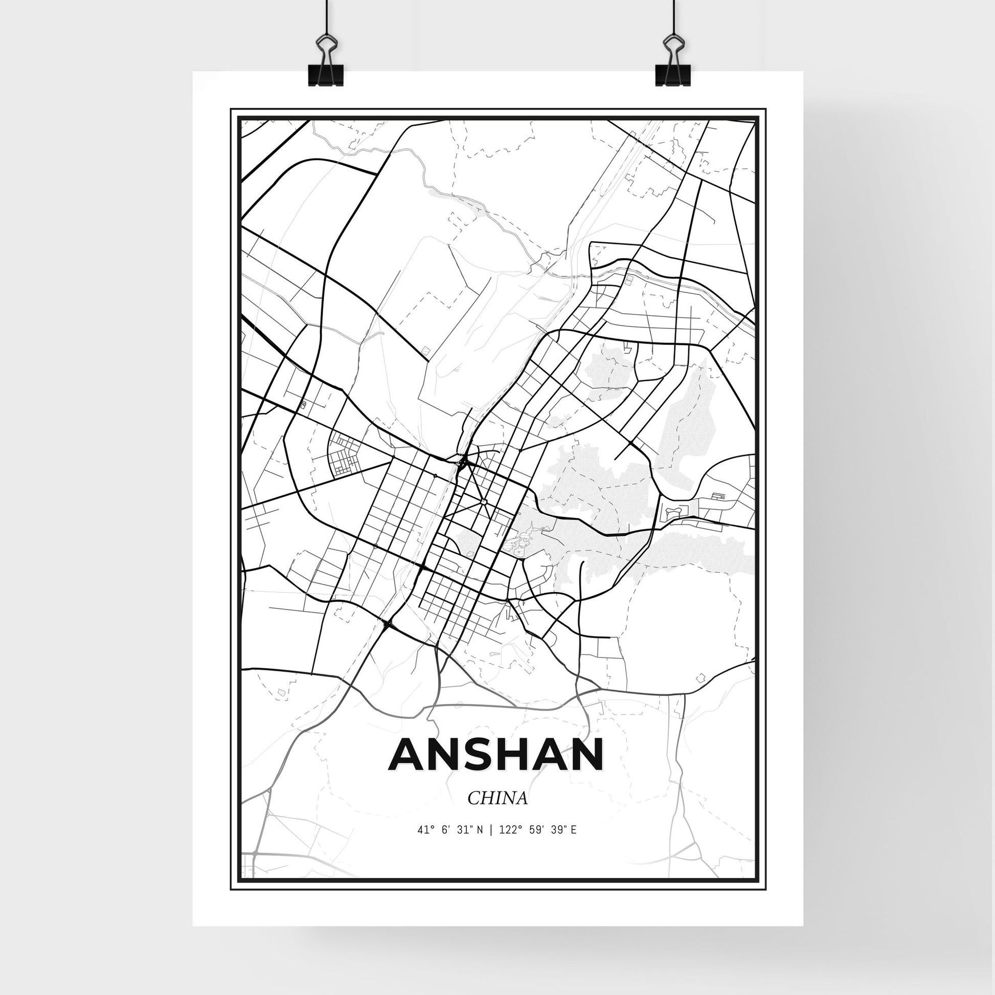 Anshan China - Premium City Map Poster