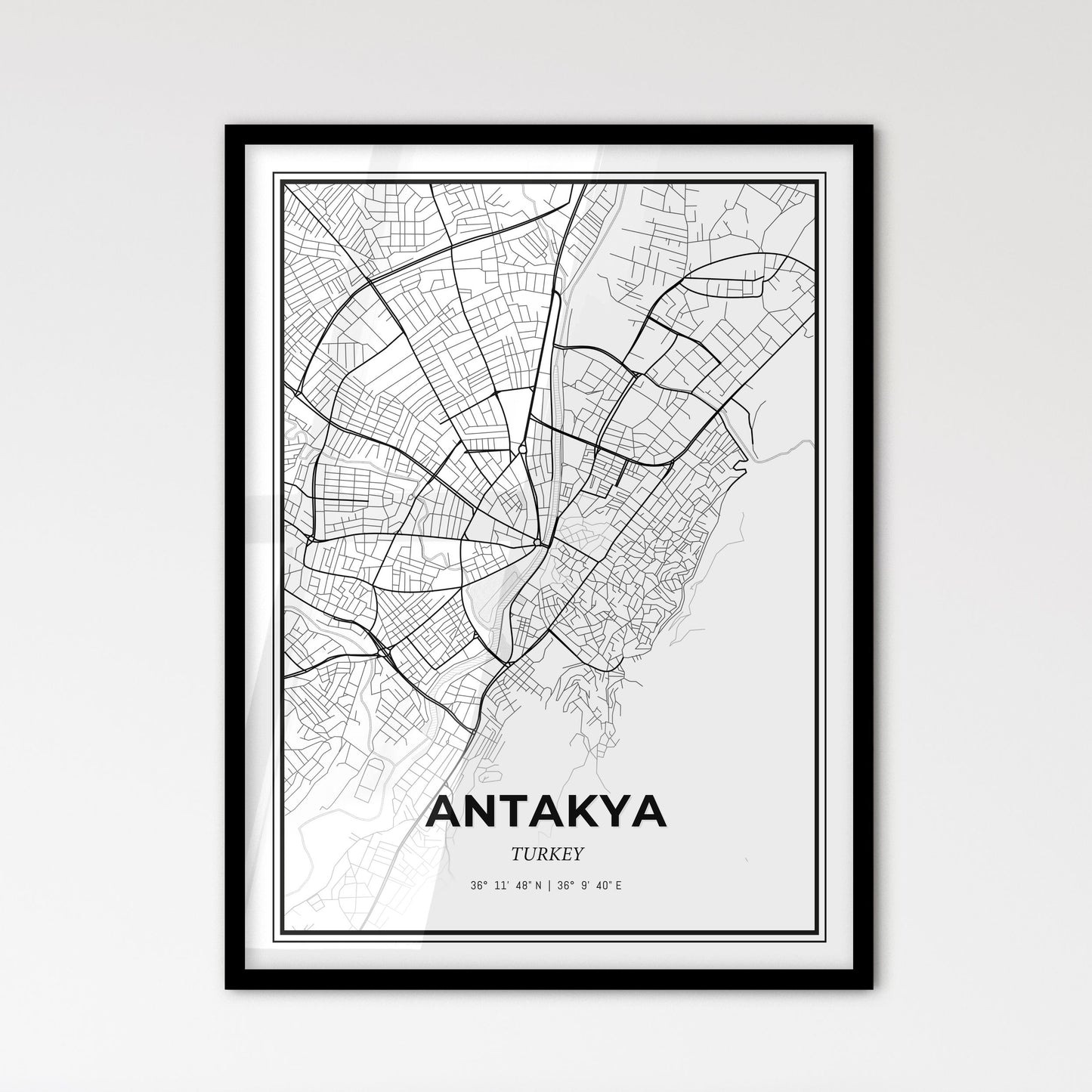 Antakya Turkey - Scandinavian Style City Map for Modern Home Decor