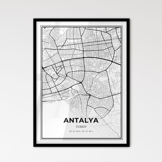 Antalya Turkey - Scandinavian Style City Map for Modern Home Decor