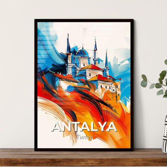 Vibrant Antalya, Turkey - A Painting Of A Castle On A Hill