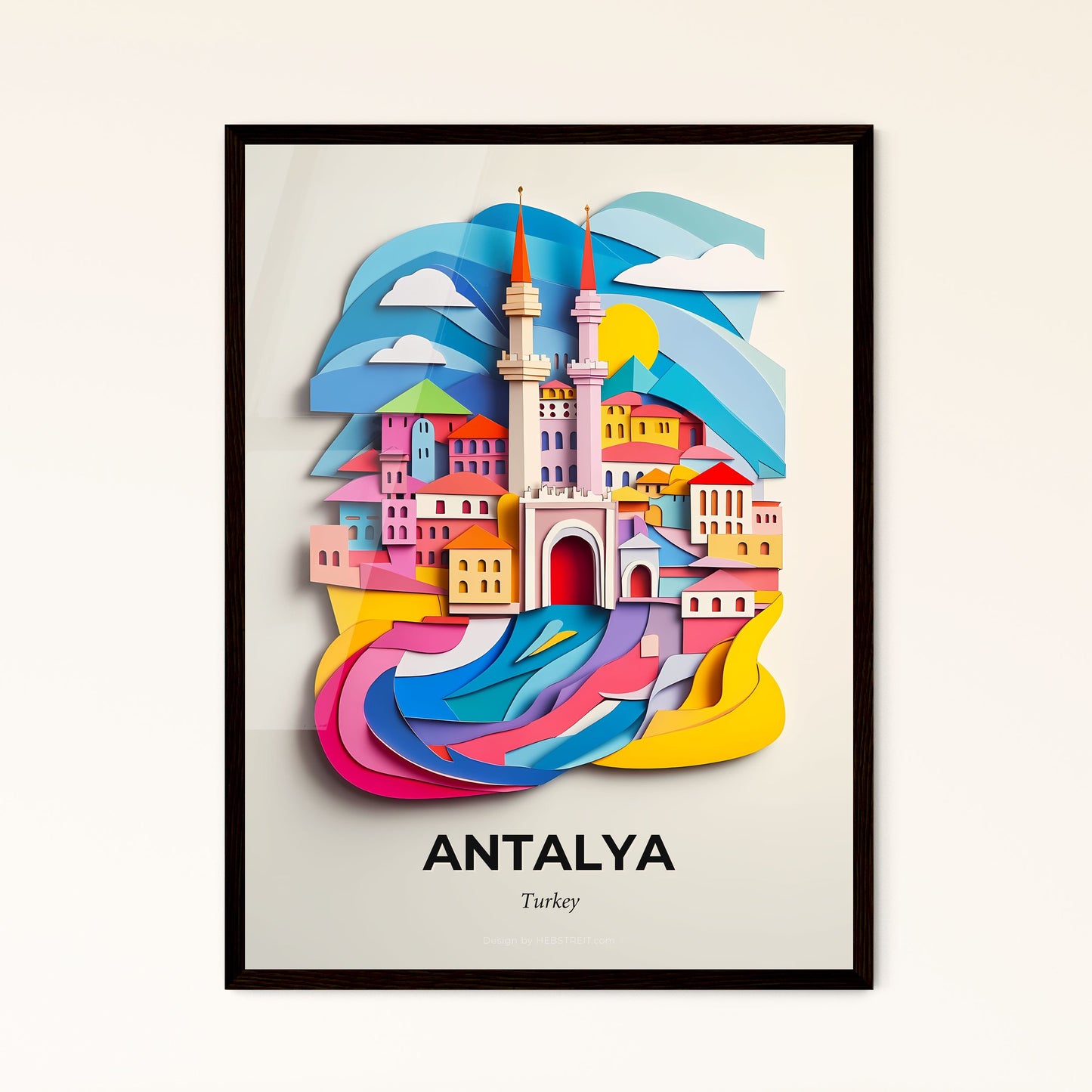 Vivid Antalya, Turkey - a paper cut of a city with a tower