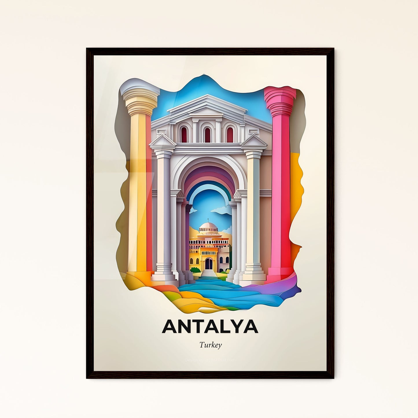 Vivid Antalya, Turkey - a colorful picture of a building with columns