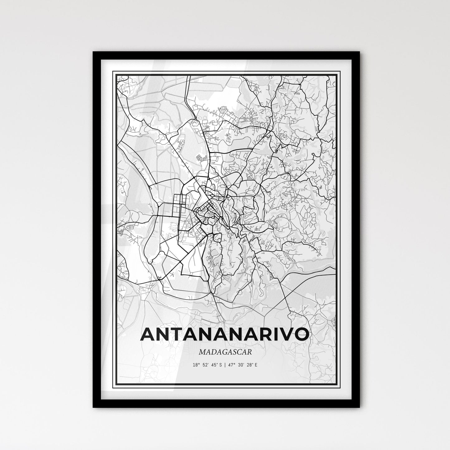 Antananarivo Madagascar - Scandinavian Style City Map for Modern Home Decor