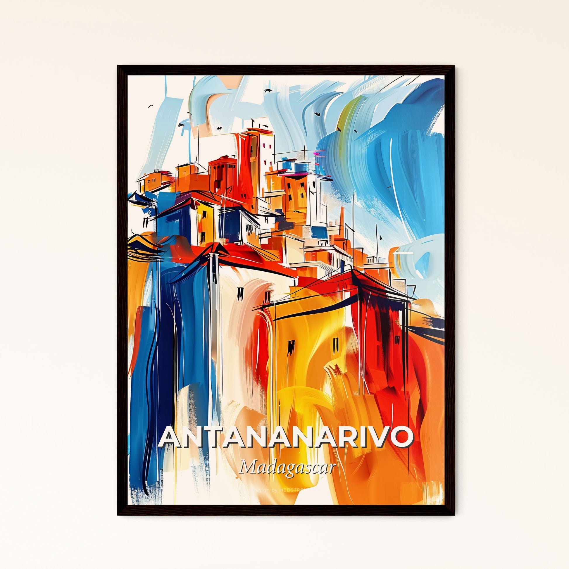 Vibrant Antananarivo, Madagascar - A Painting Of Buildings On A White Background