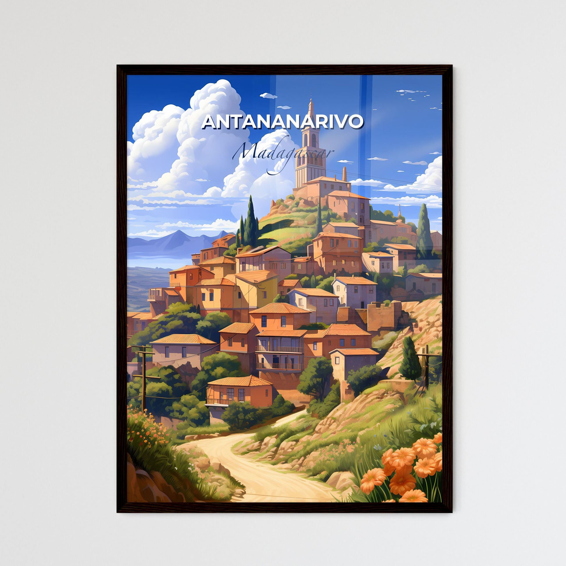 Village on a Hill in Antananarivo Madagascar Skyline Painting Default Title