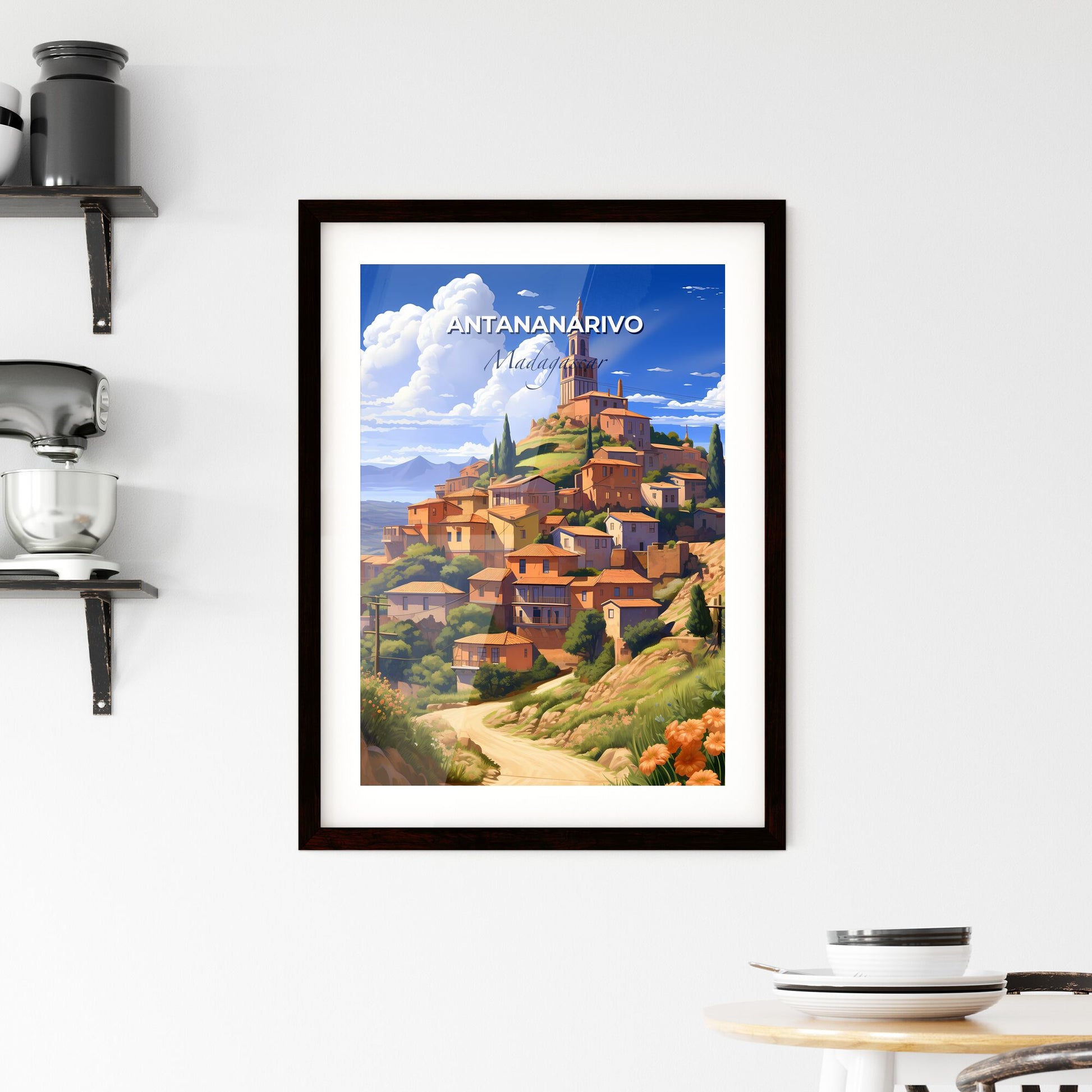 Village on a Hill in Antananarivo Madagascar Skyline Painting Default Title