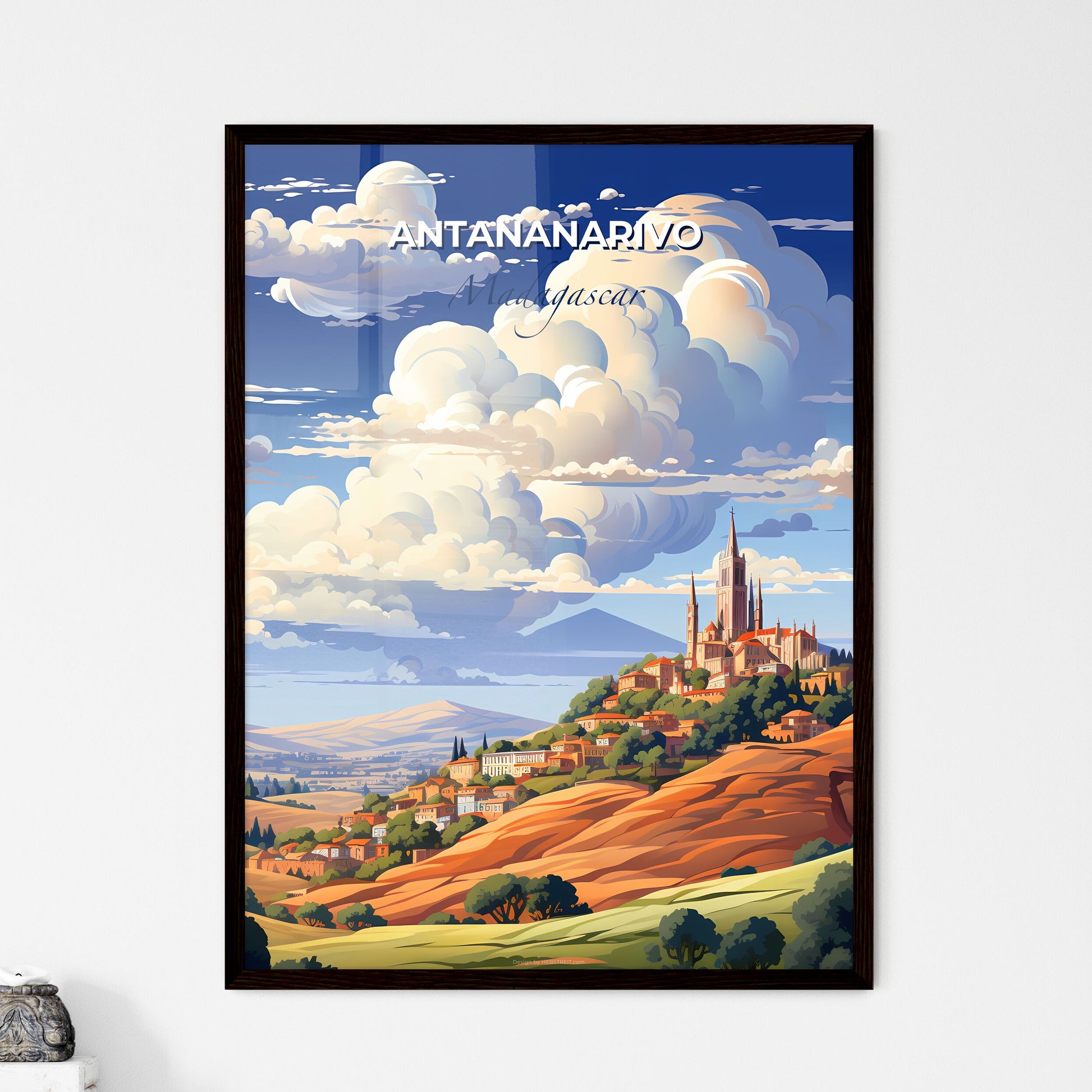 Vibrant Painting of Antananarivo Madagascar Skyline with Town on Hill Default Title