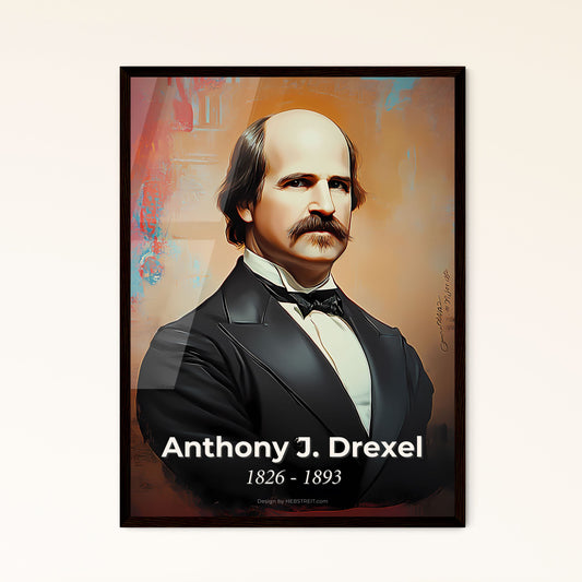 Portrait of Anthony J. Drexel, 1826 - 1893. Impressionistic painting of a man in a suit.