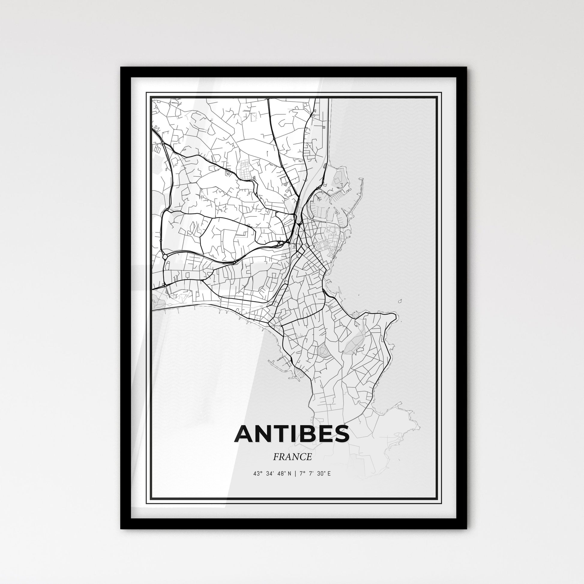 Antibes France - Scandinavian Style City Map for Modern Home Decor