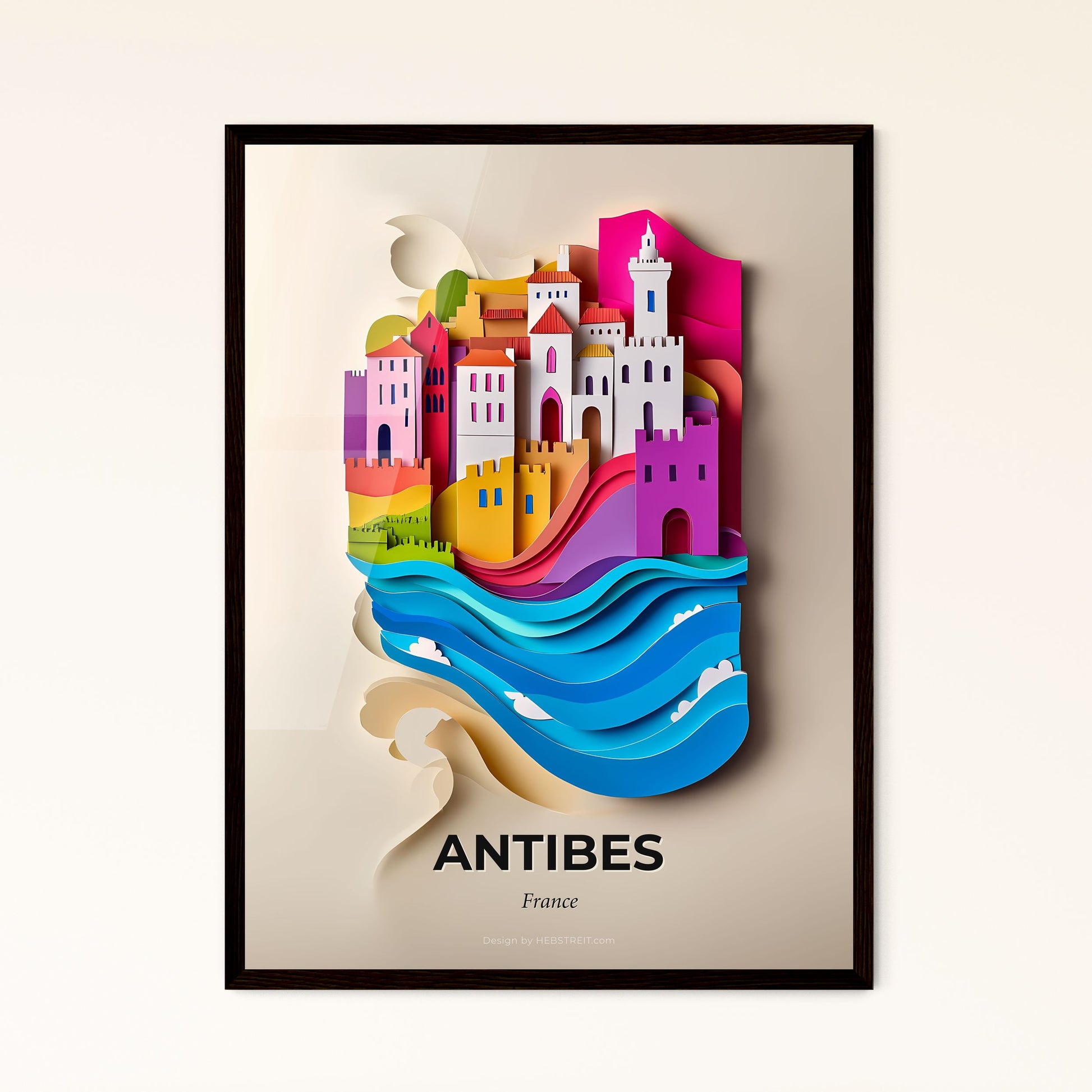 Vivid Antibes, France - a paper cut of a city on a beach