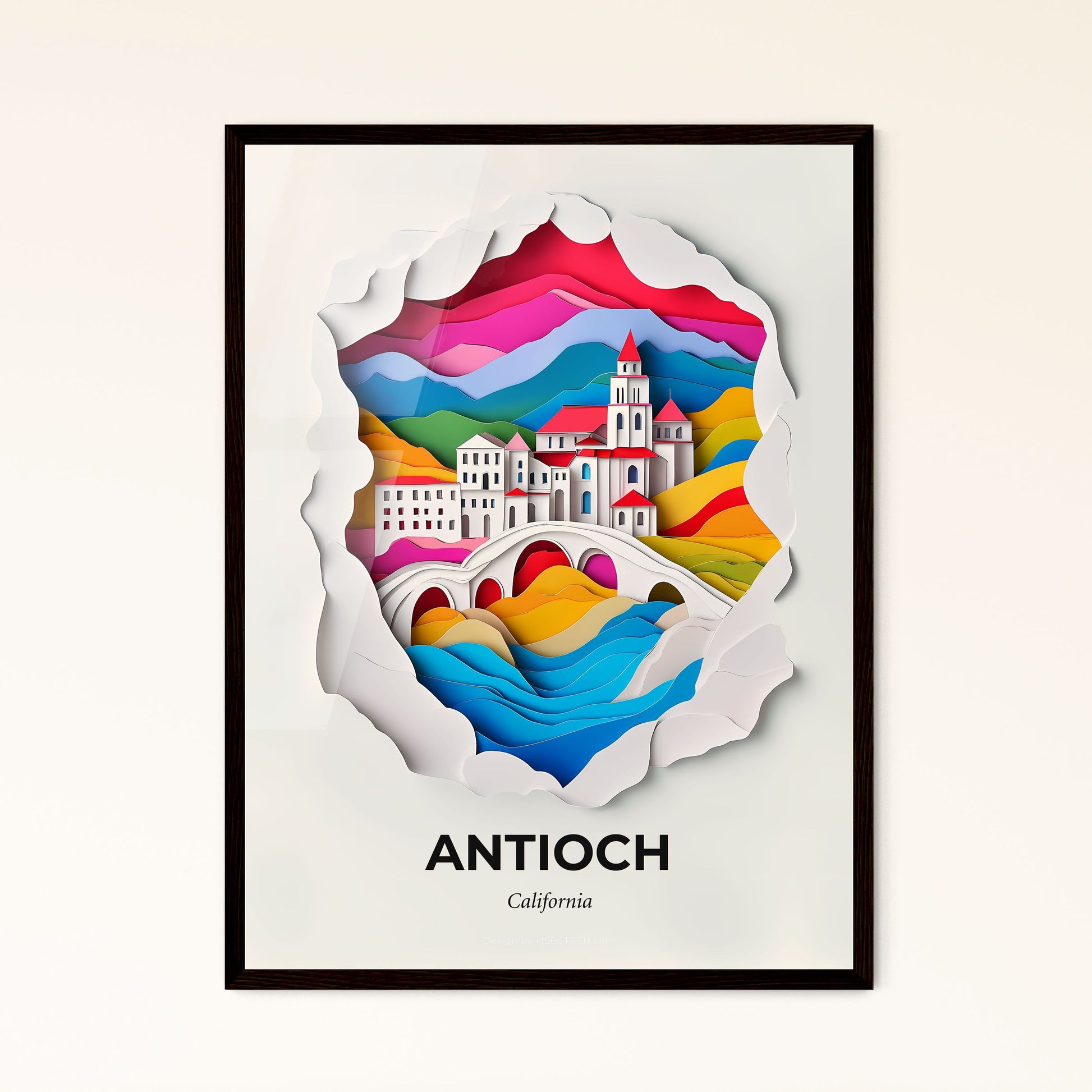 Vivid Antioch, California - a paper cut of a city with a bridge