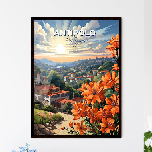 Painting of Antipolo Skyline, Philippines with Bright Flowers and Artistic Detail Default Title