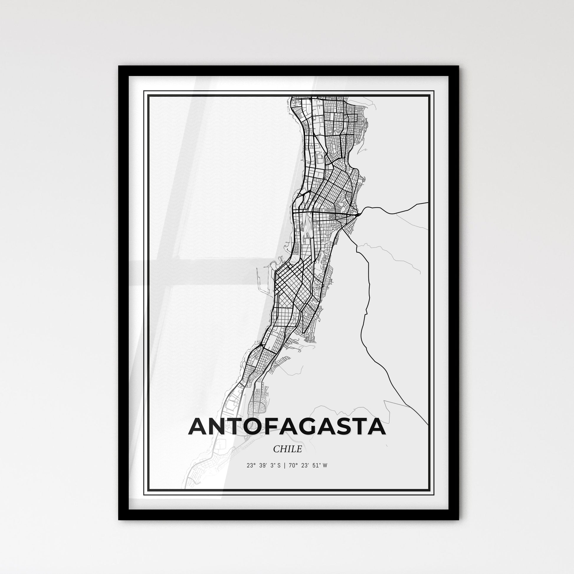 Antofagasta Chile - Scandinavian Style City Map for Modern Home Decor