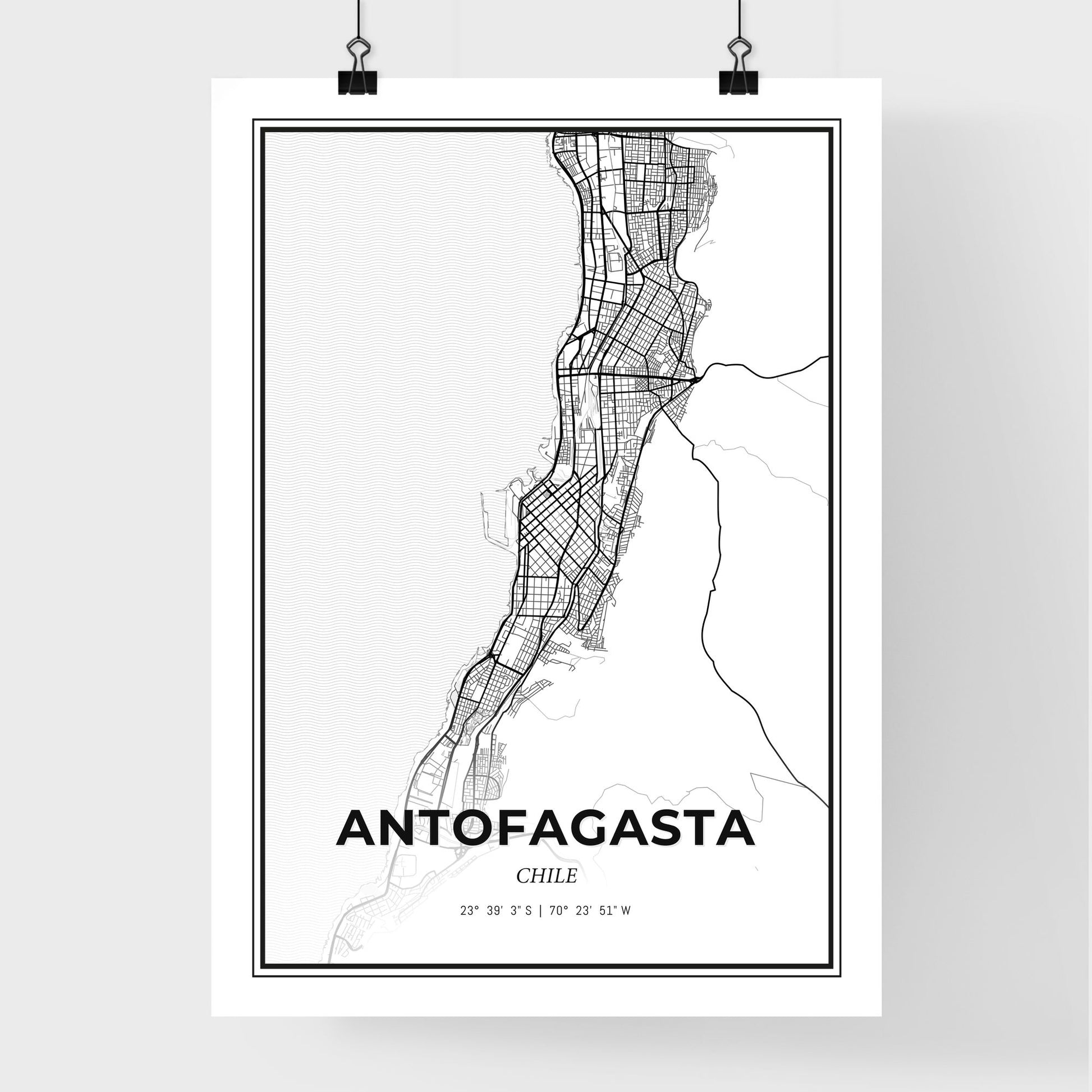 Antofagasta Chile - Premium City Map Poster