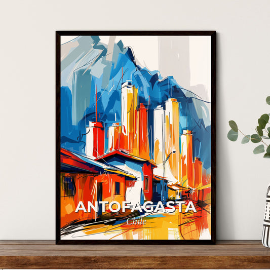 Vibrant Antofagasta, Chile - A Painting Of Buildings And Mountains