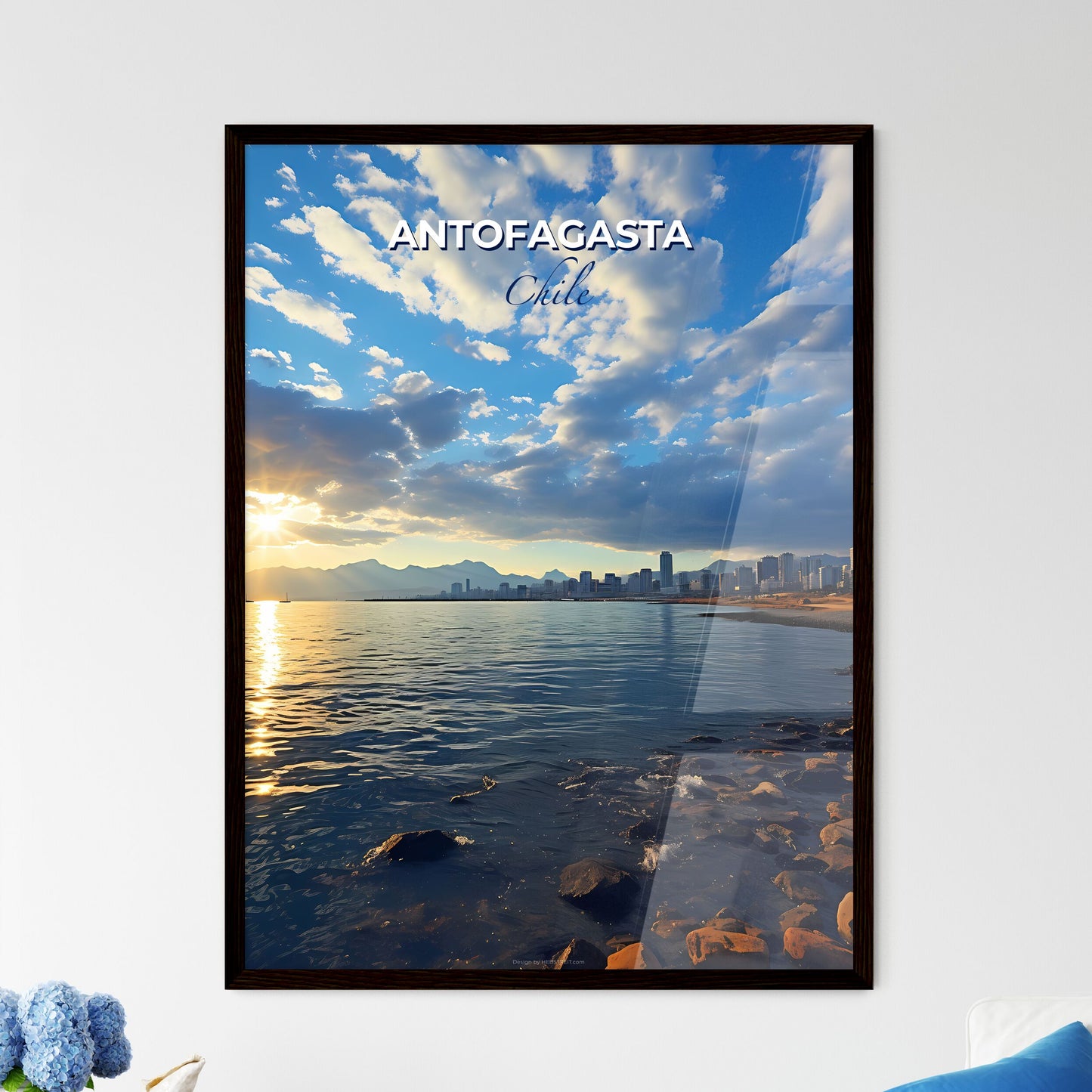 Vibrant Painting of Antofagasta Skyline with City and Sea Default Title