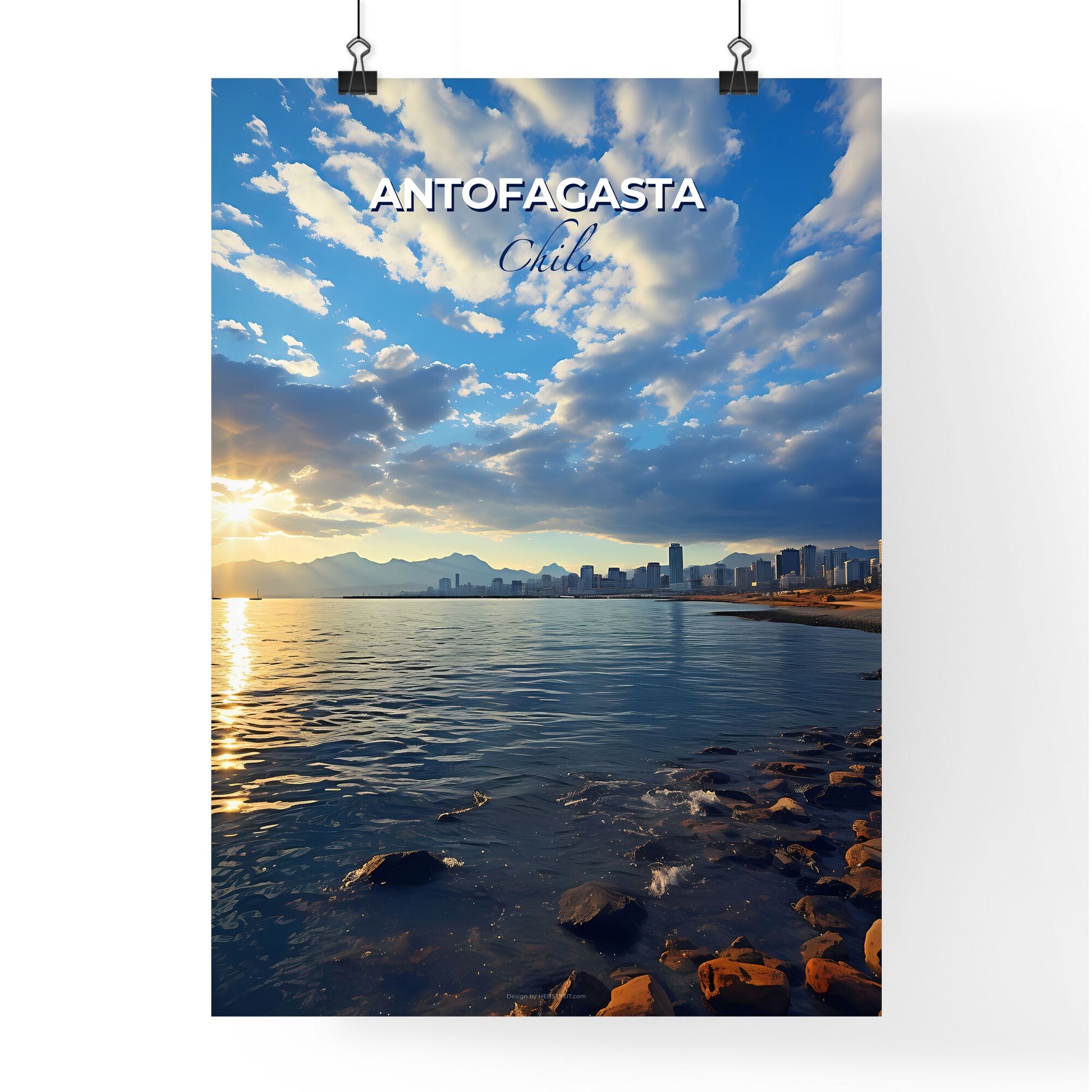 Vibrant Painting of Antofagasta Skyline with City and Sea Default Title