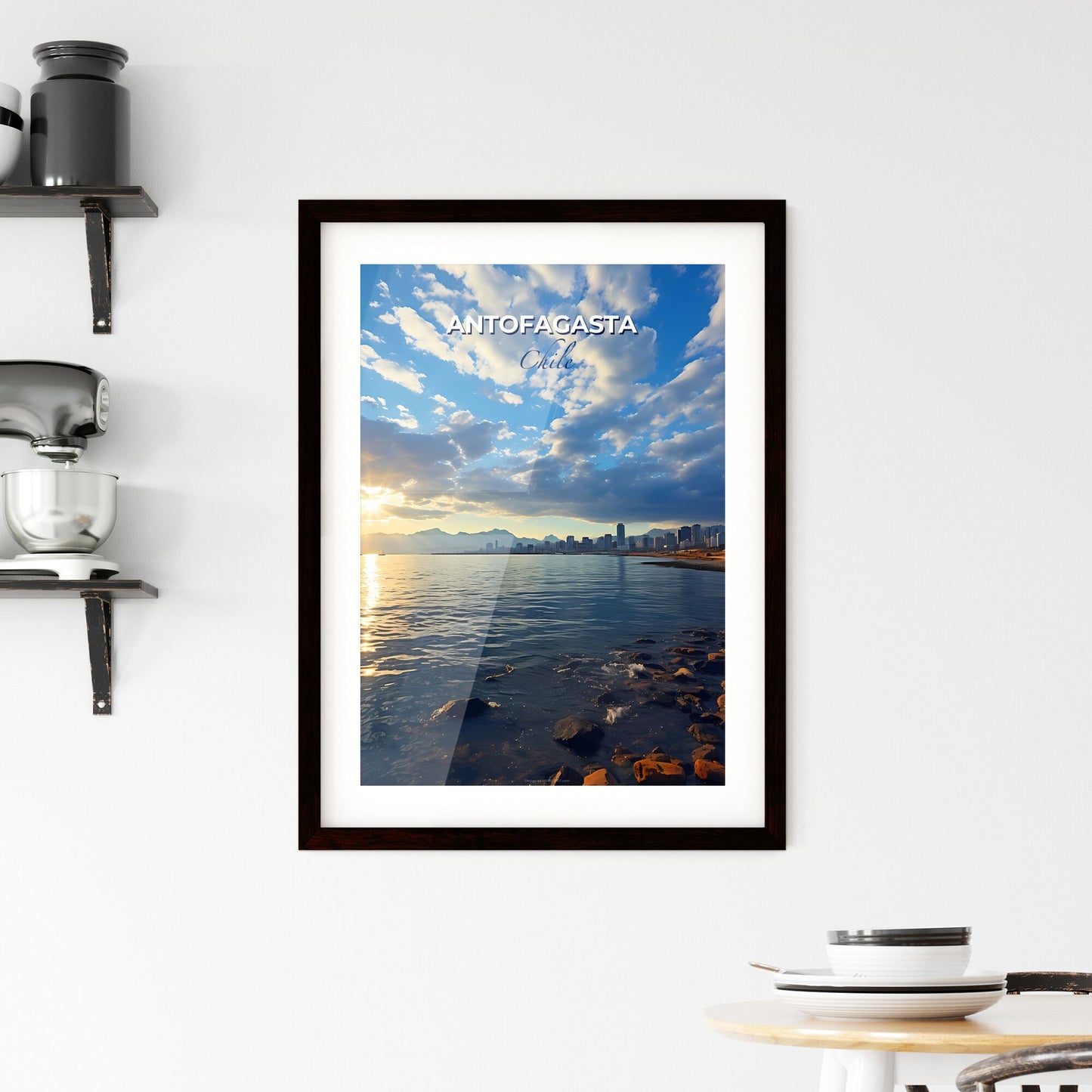 Vibrant Painting of Antofagasta Skyline with City and Sea Default Title