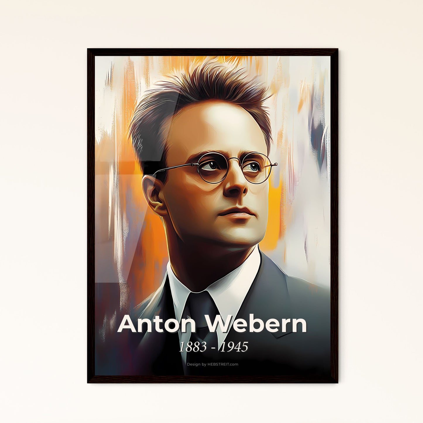 Portrait of Anton Webern, 1883 - 1945. Impressionistic painting of a man in a suit and tie.