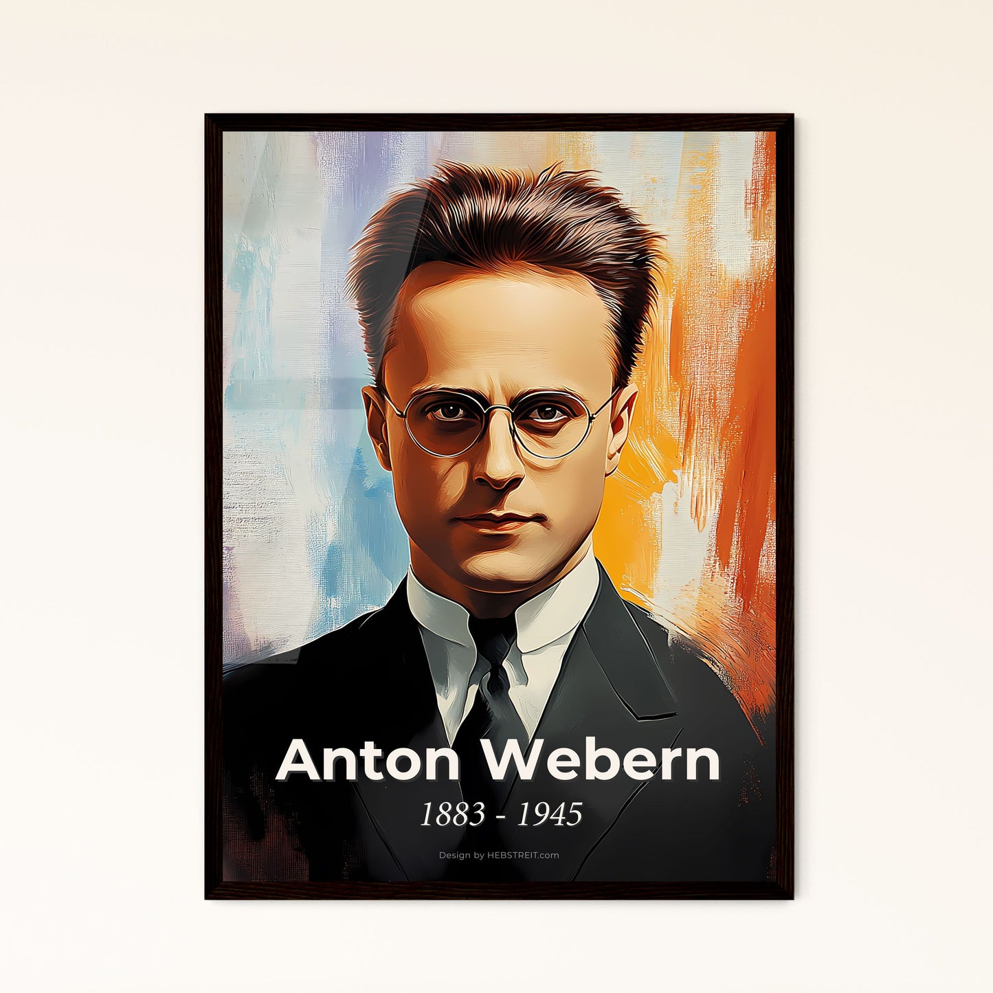 Portrait of Anton Webern, 1883 - 1945. Impressionistic painting of a man in a suit and tie.