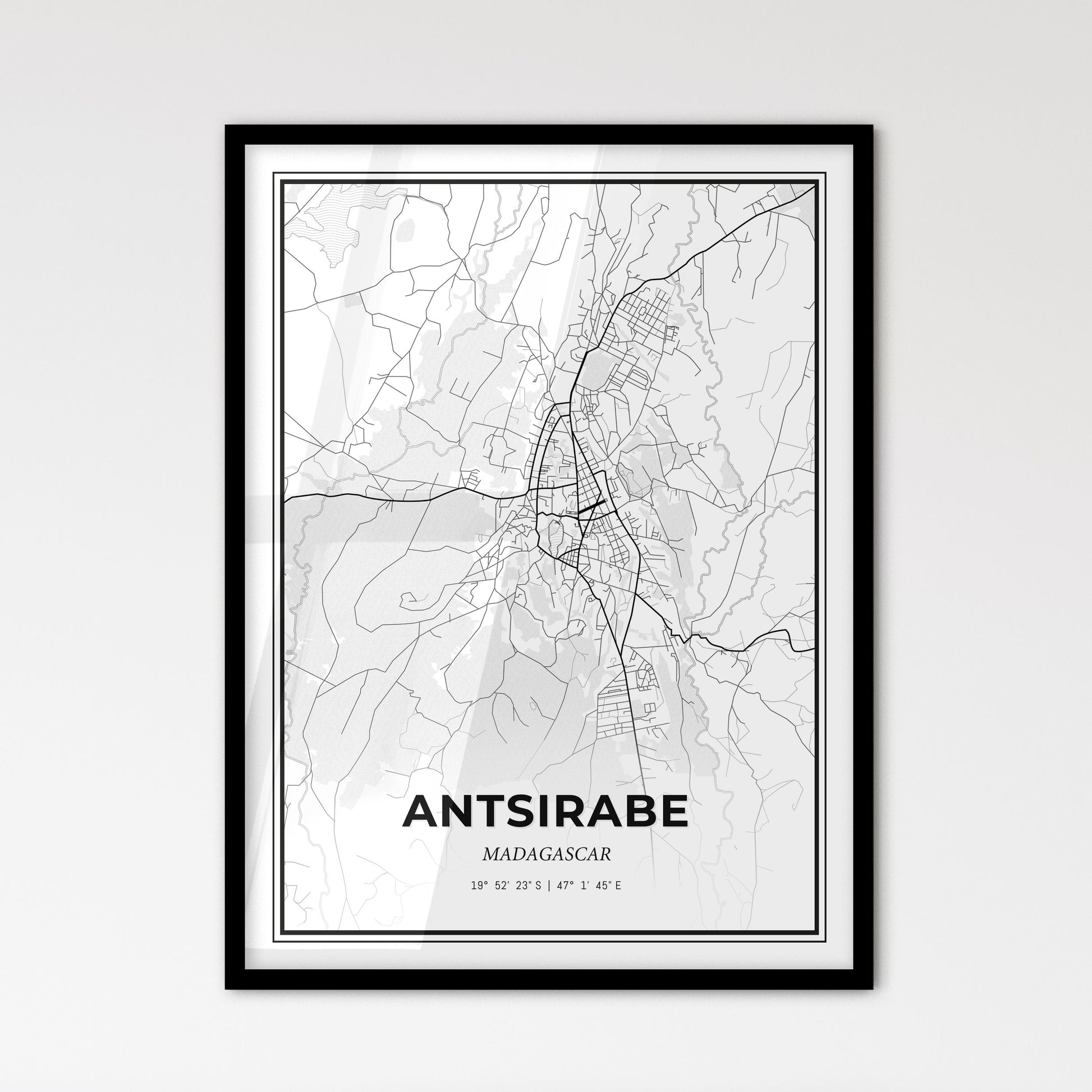 Antsirabe Madagascar - Scandinavian Style City Map for Modern Home Decor