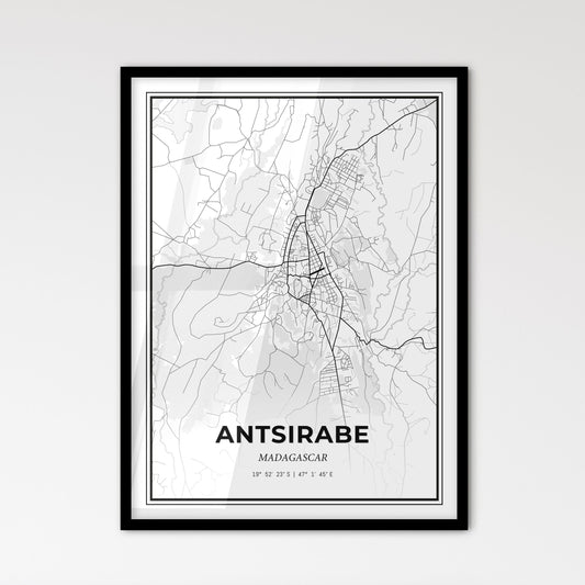 Antsirabe Madagascar - Scandinavian Style City Map for Modern Home Decor