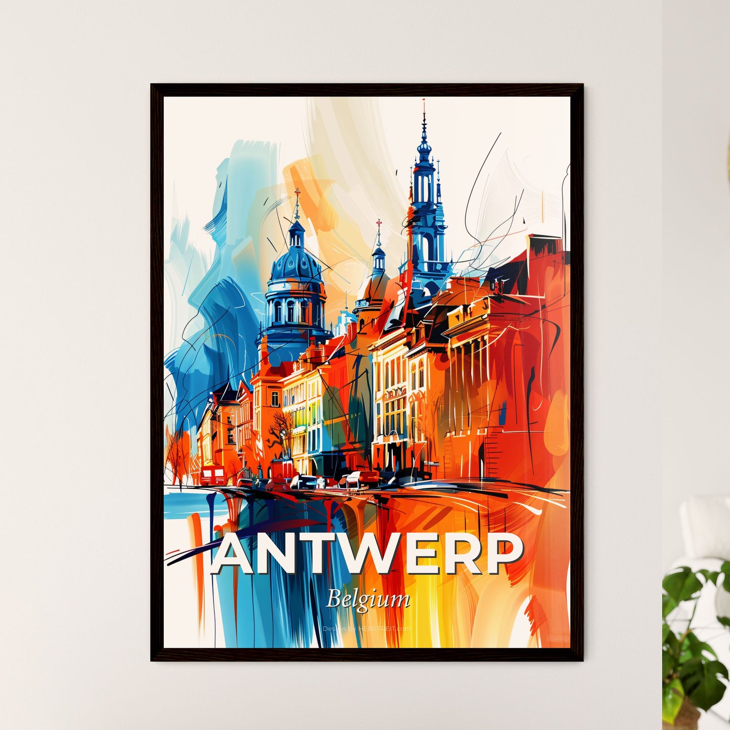 Vibrant Antwerp , Belgium - A Painting Of A City