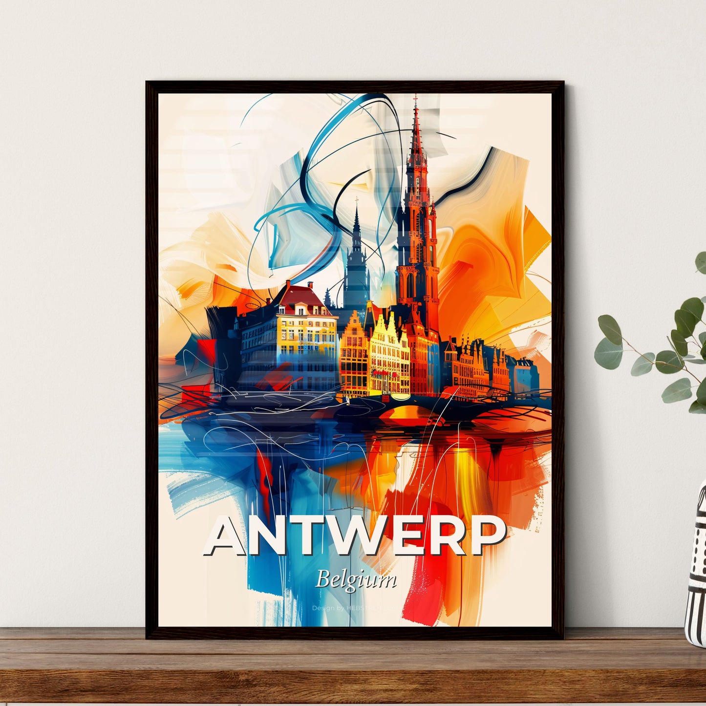 Vibrant Antwerp , Belgium - A Colorful Cityscape With A Tower