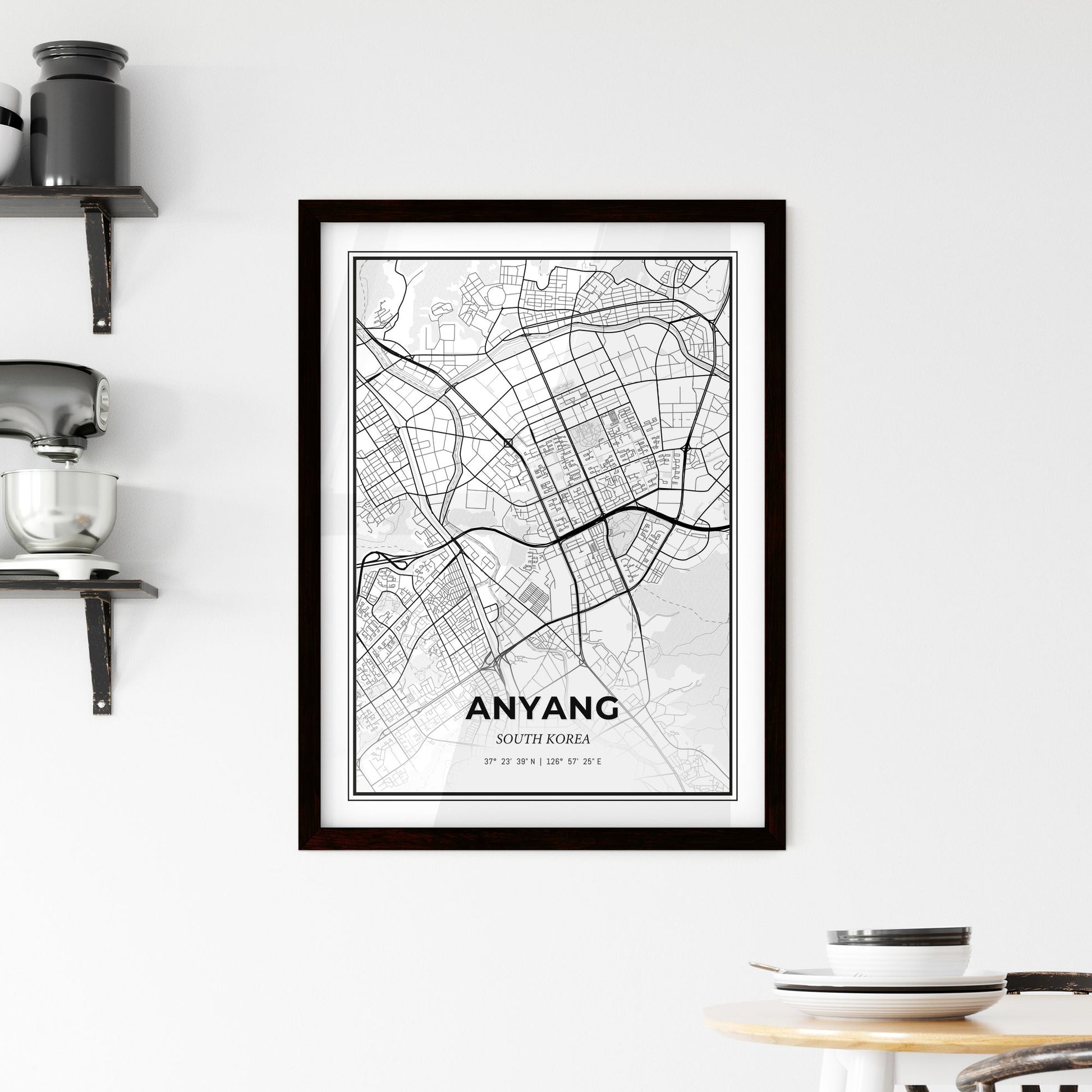 Anyang South Korea - Minimal City Map