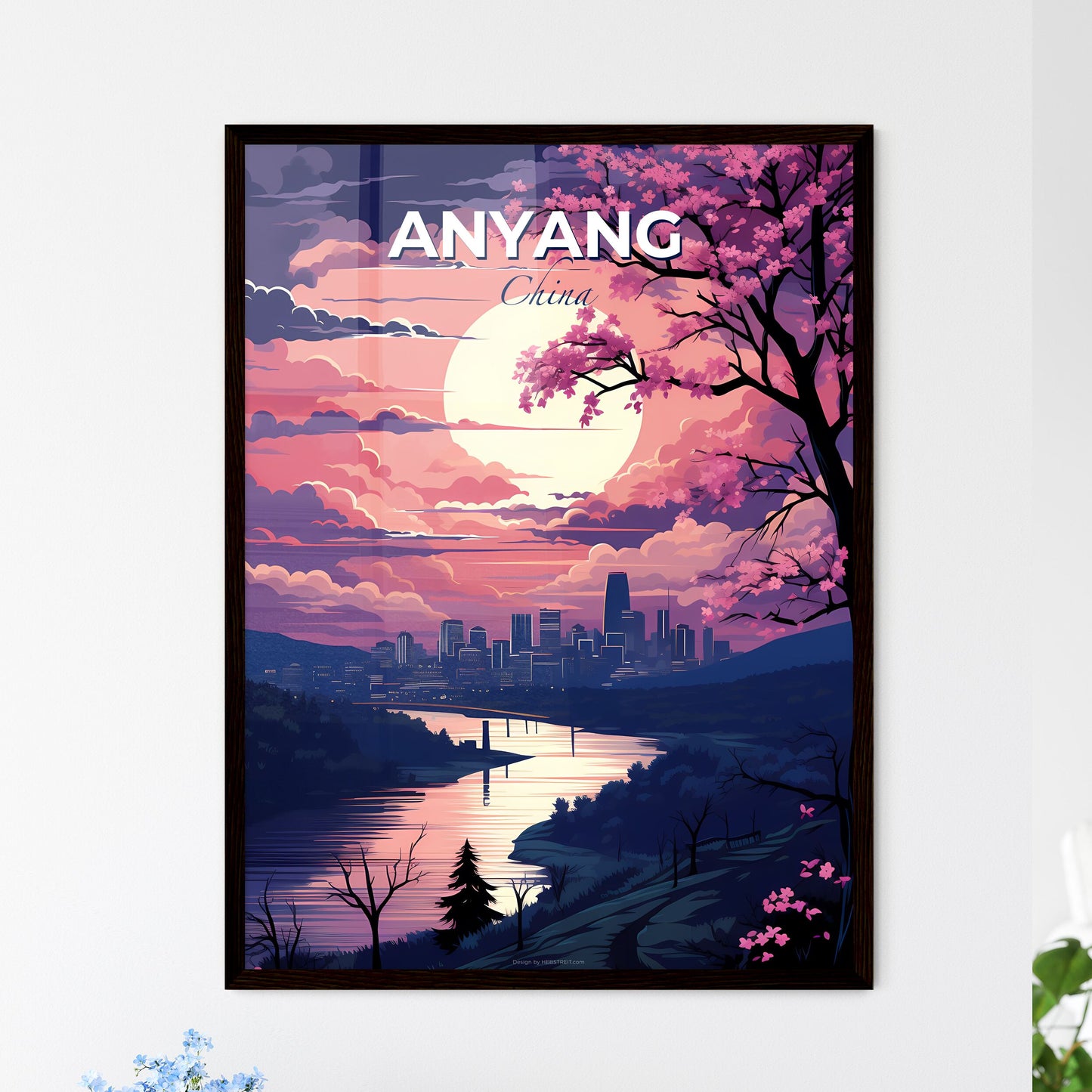 Artistic Anyang Skyline Depicting a River and Vibrant Cityscape with a Focus on the Art Default Title