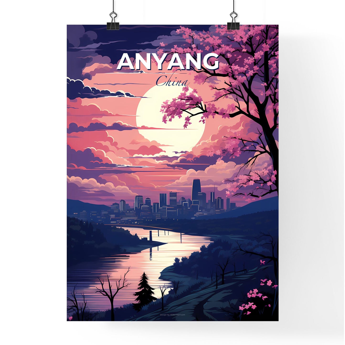 Artistic Anyang Skyline Depicting a River and Vibrant Cityscape with a Focus on the Art Default Title