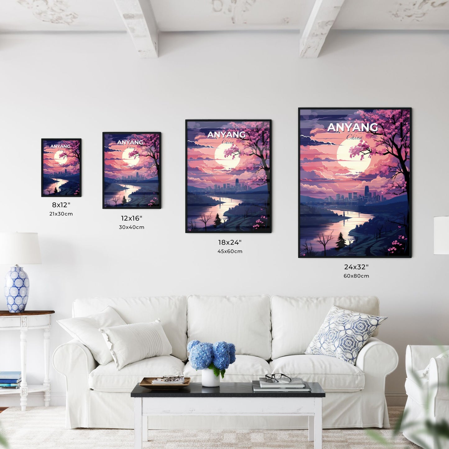 Artistic Anyang Skyline Depicting a River and Vibrant Cityscape with a Focus on the Art Default Title