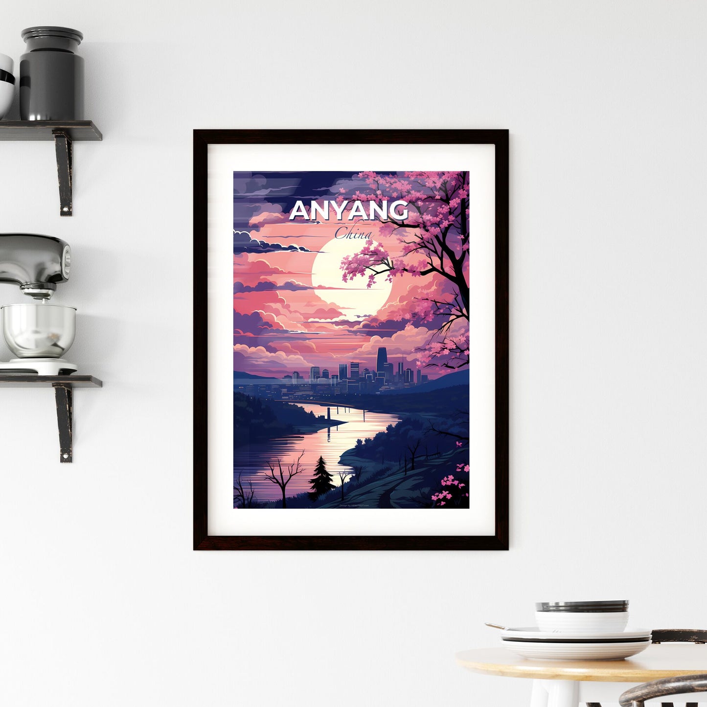 Artistic Anyang Skyline Depicting a River and Vibrant Cityscape with a Focus on the Art Default Title