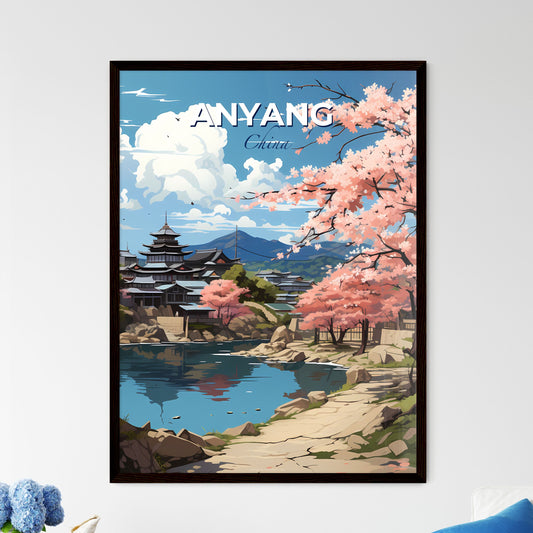 Artistic Landscape Painting of Anyang China Skyline with Lake, Building, and Trees Default Title